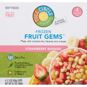Full Circle Market Frozen Strawberry Banana Fruit Gems 4 - 2.3 oz Cups