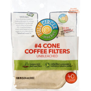 Full Circle Market No. 4 Cone Unbleached Coffee Filters 40 ea
